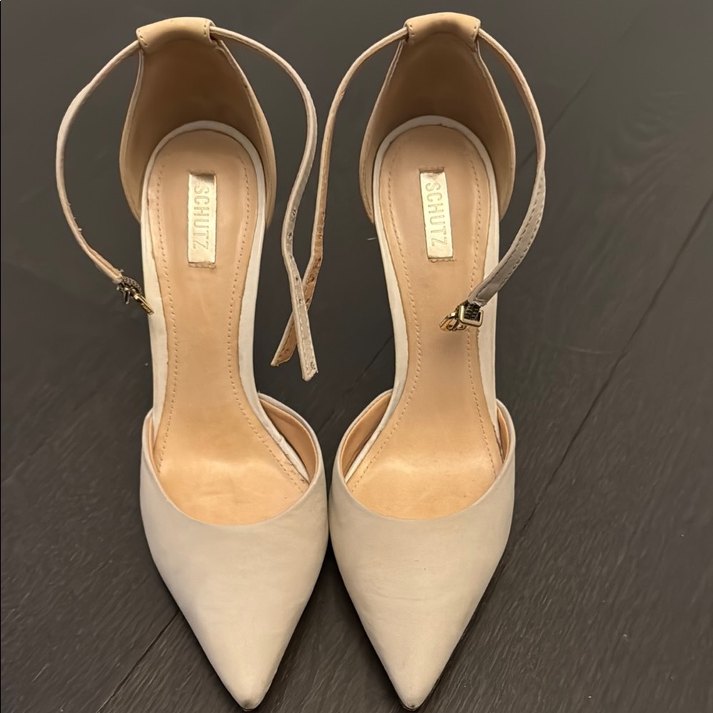 Schutz Women's Cream Ankle Strap Pumps